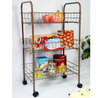 Home kitchen Serving Storage Organization 3-Tier Wire Metal Trolley Cart