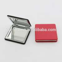 ABS double sided PU leather square makeup mirror