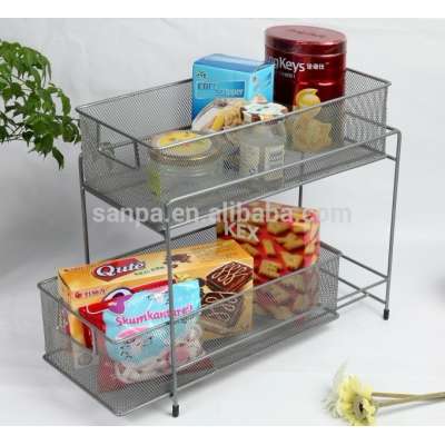 Fashion Metal Wire Mesh 2 Tier Kitchen Storage Rack/Storage Stand/Sundry Organizer