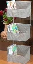 New Design Fashion Decorative Metal Wire Mesh 3 Tier Silver CD Shelf