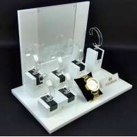 Pos custom wholesale L shape upscale flat showcase counter acrylic display stand for watch holder rack